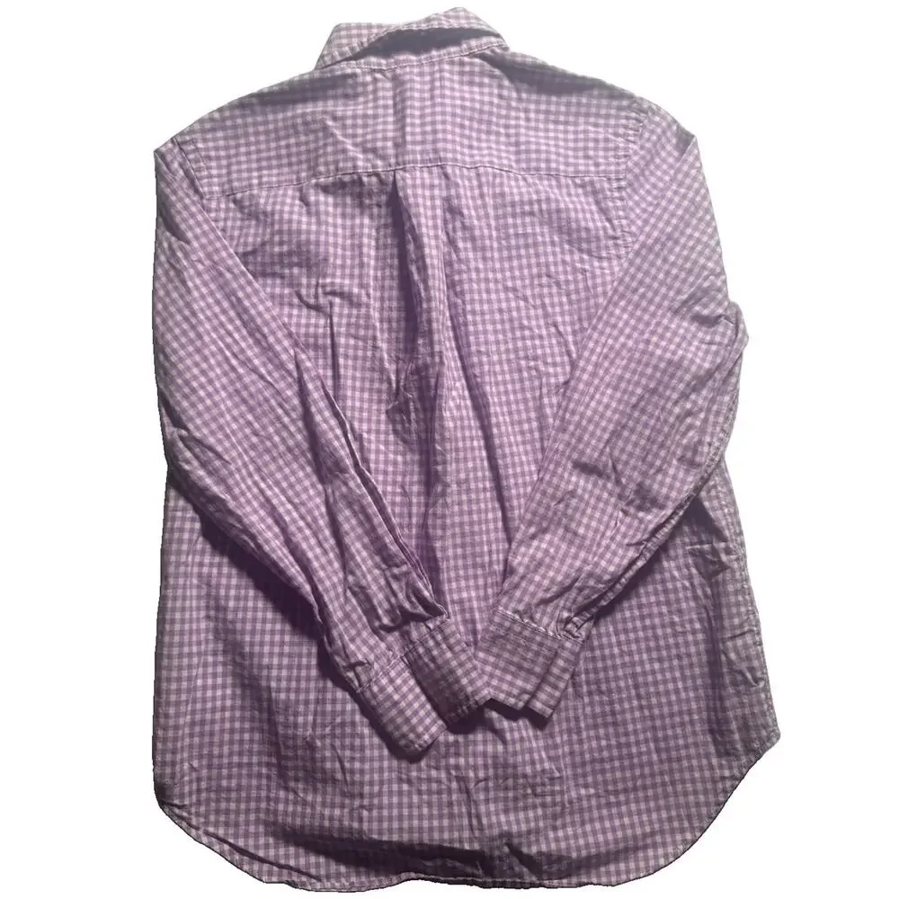 Ralph Lauren Boys M 10-12 Purple Gingham Button Down Shirt Long Sleeve Pony